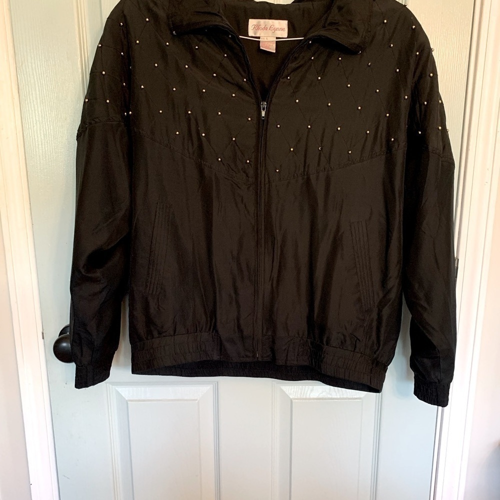 Vintage Rhoda Lynne Windbreaker Jacket 100% Silk Studded